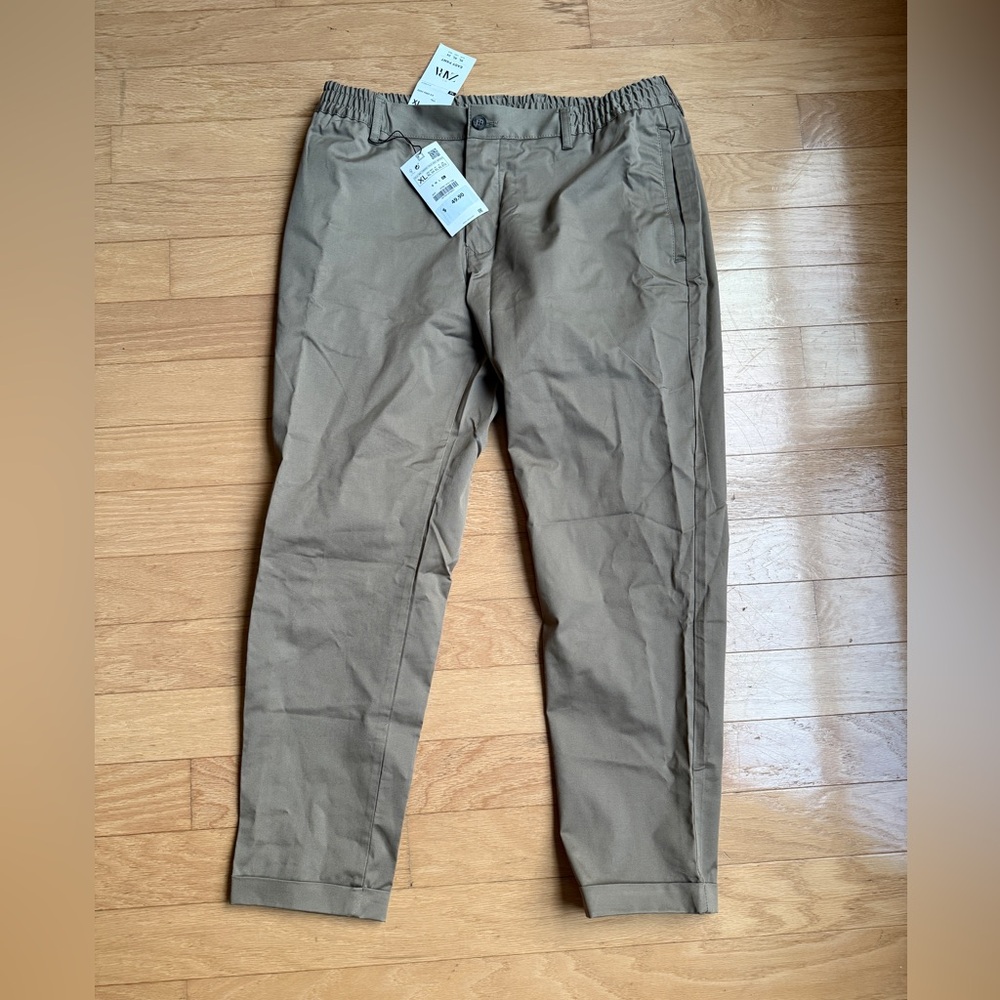 Zara Easy Pant Khaki Pants Size XL Men’s New With Tags Elastic Waistband
